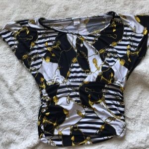 Sinched in waist casual short sleeve blouse